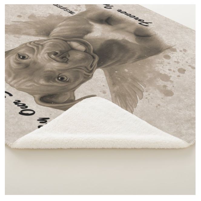 MSGBR Bully Rescue Pitbull Dog Blue Memory Angel Forever In Our Hearts Brown Sherpa Fleece Throw Blanket