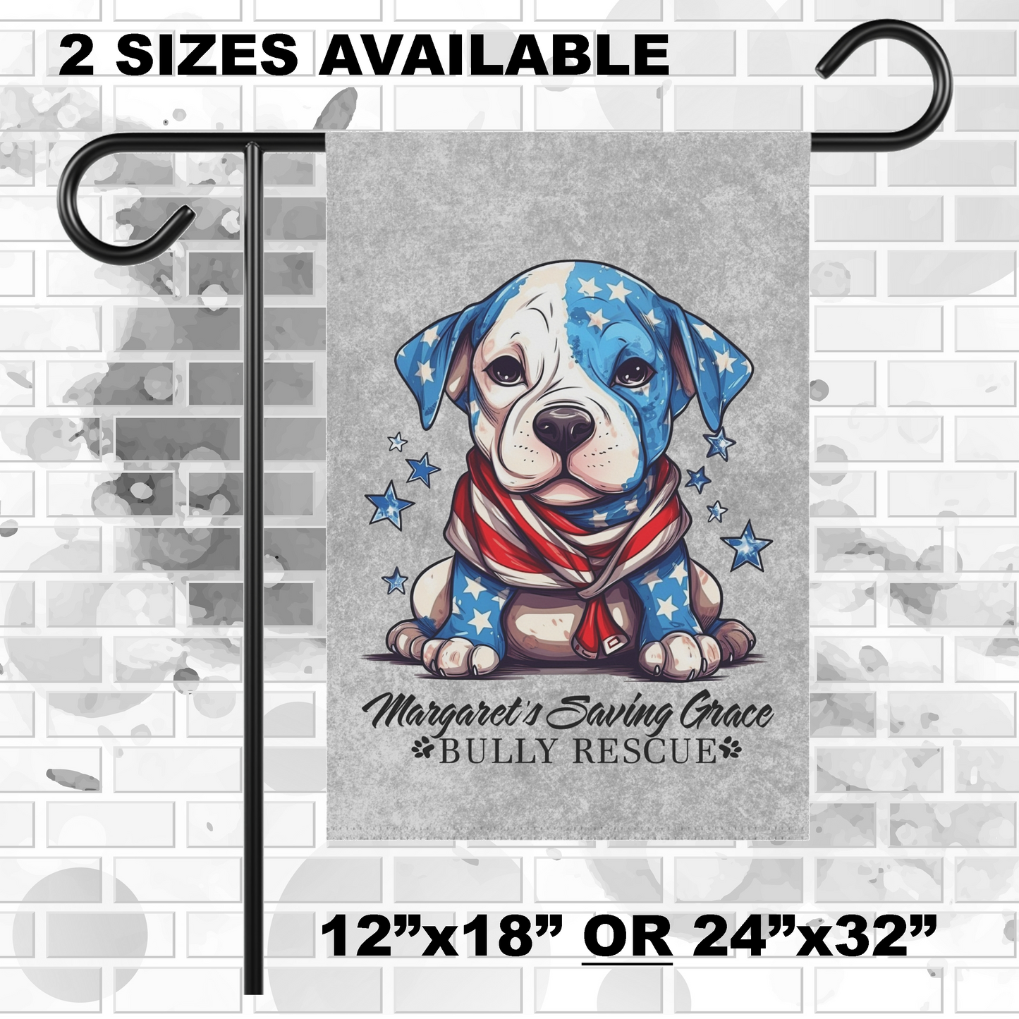 MSGBR Bully Rescue Pitbull Dog Breed Patriotic American Puppy Garden / House Flag
