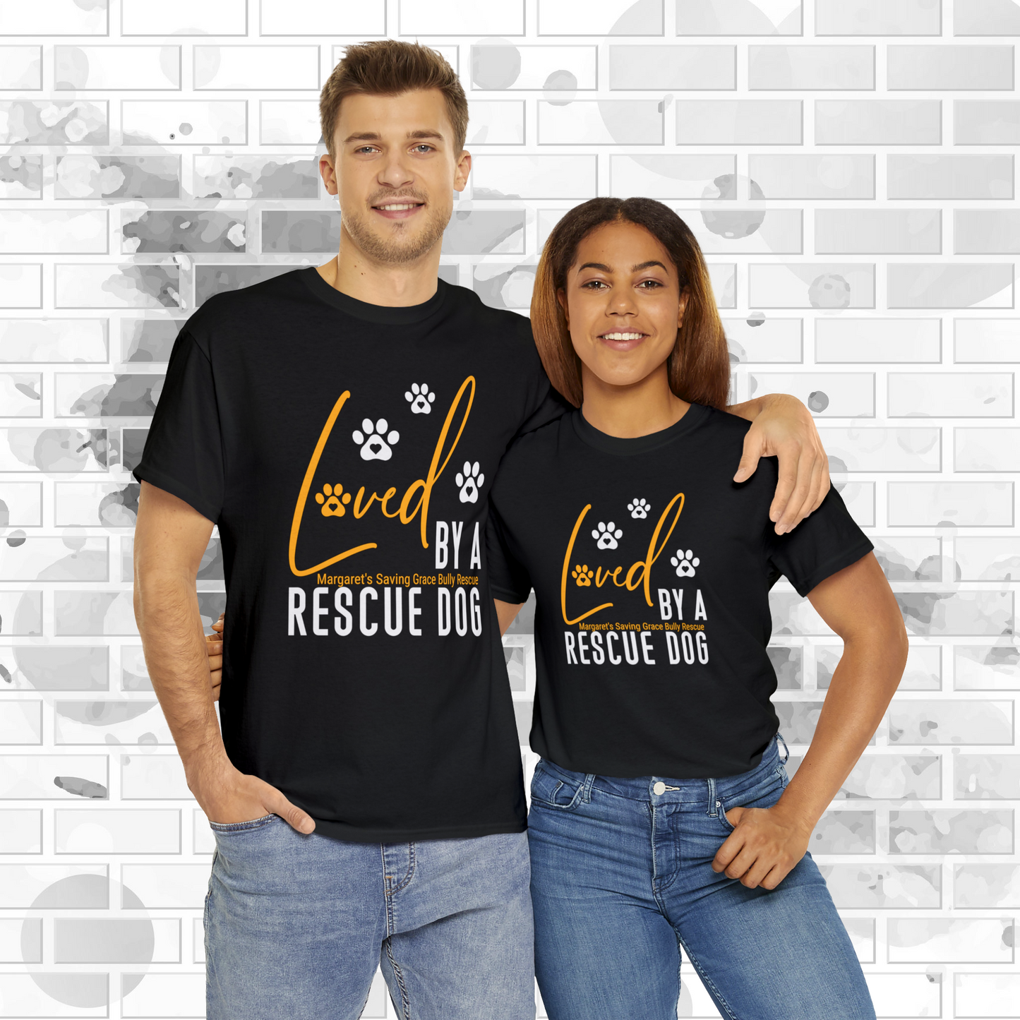 MSGBR Bully Rescue Pitbull Dog Breed Loved By A Rescue Dog Graphic Black T Shirt