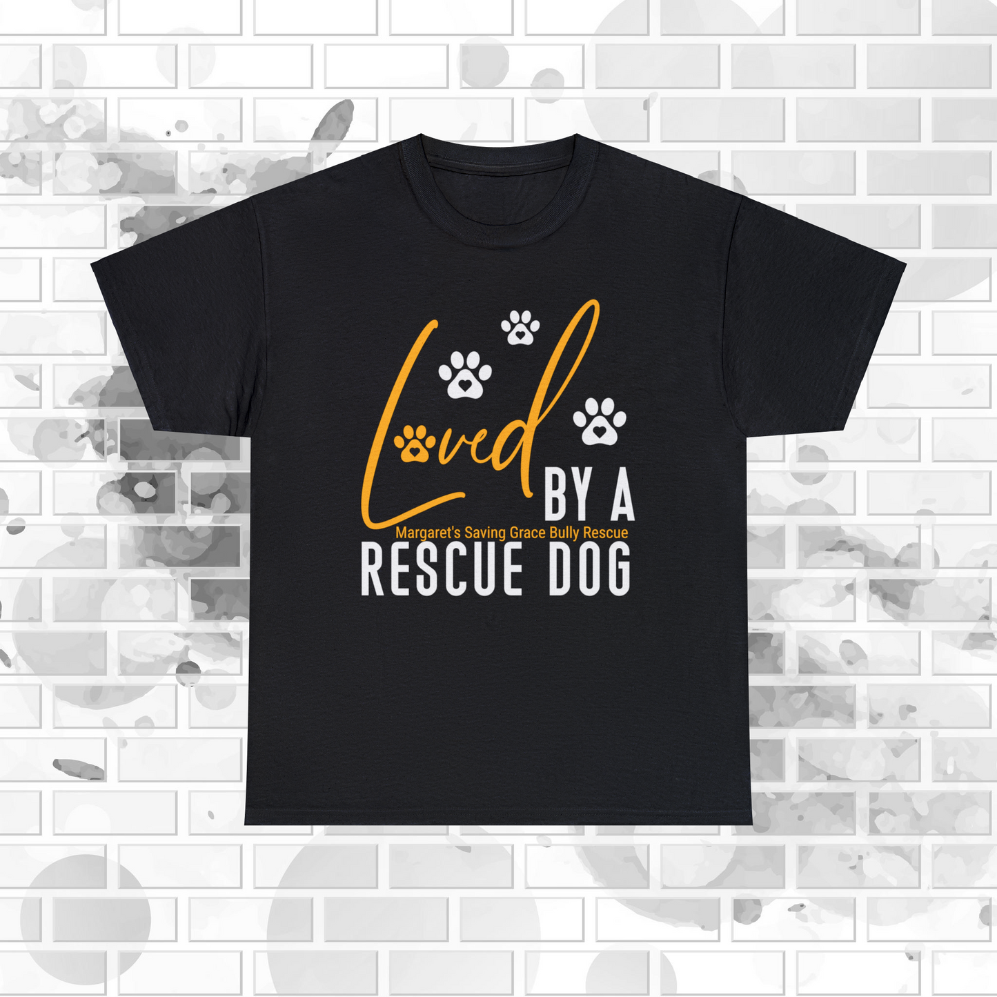 MSGBR Bully Rescue Pitbull Dog Breed Loved By A Rescue Dog Graphic Black T Shirt