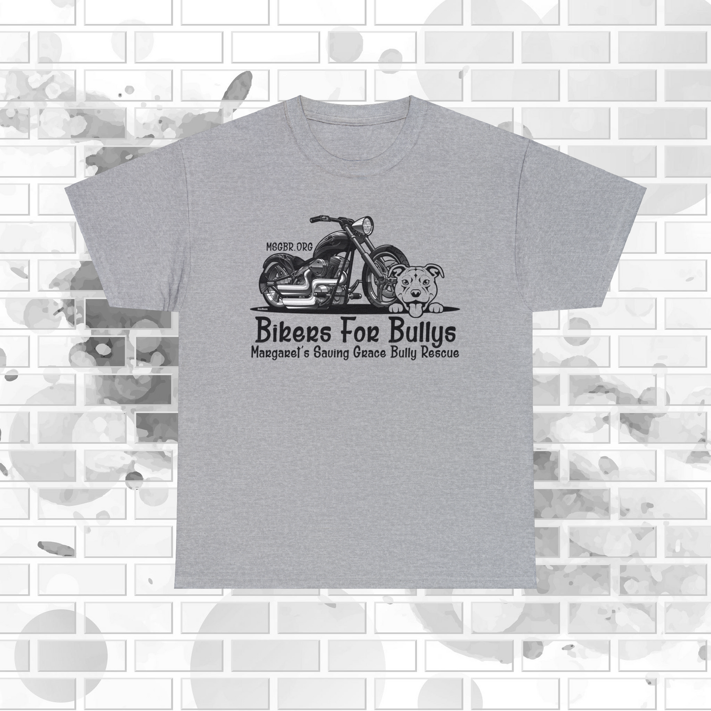 MSGBR Bully Rescue Pitbull Dog Breed Bikers For Bullys Gray T Shirt