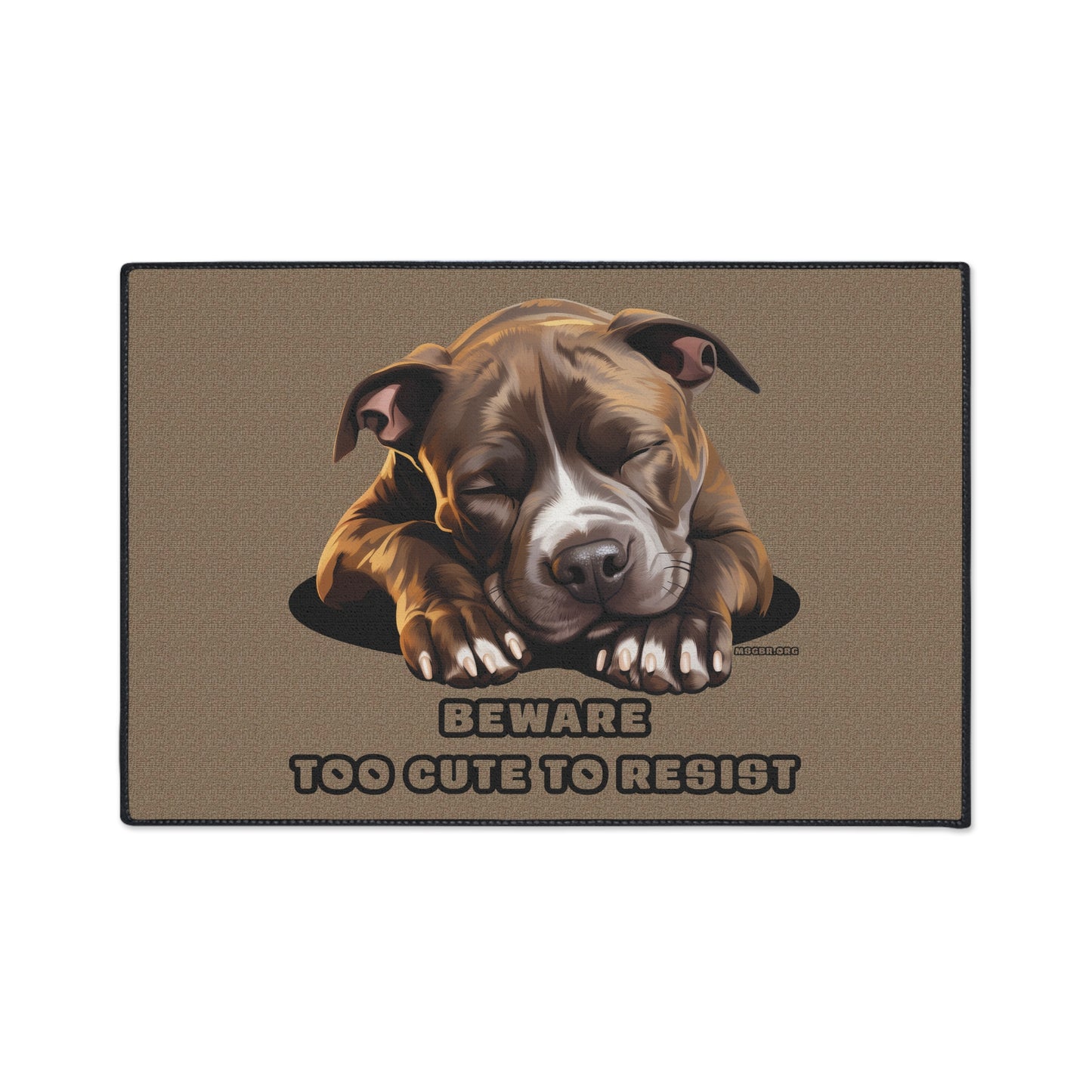 MSGBR Bully Rescue Pitbull Dog Breed Beware ... Too Cute To Resist Doormat Door Mat Rug
