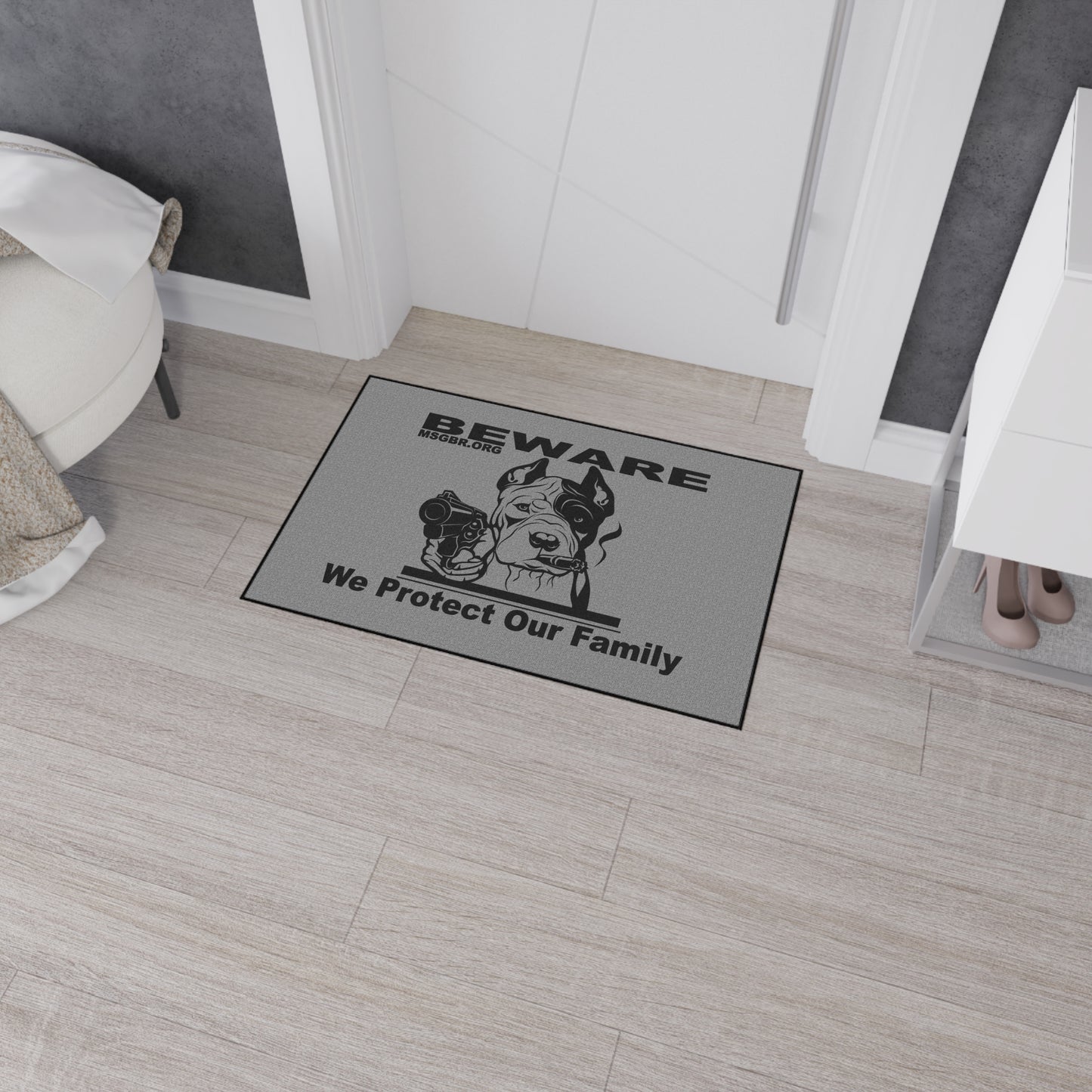MSGBR Bully Rescue Pitbull Dog Breed Protect Our Family Gun Logo Doormat Door Mat Rug