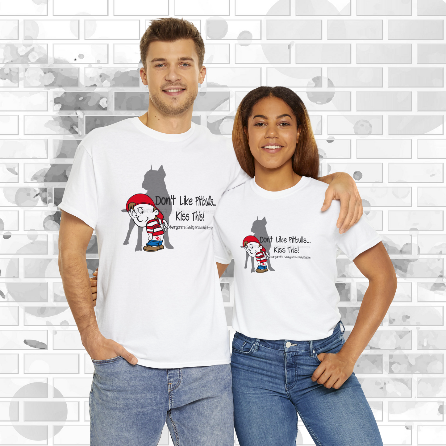 MSGBR Bully Rescue Pitbull Dog Breed Don't Like Pitbulls ... Kiss This White T Shirt