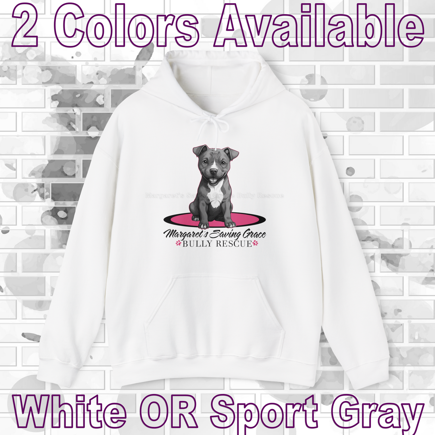 MSGBR Bully Rescue Pitbull Dog Breed Single Pup Logo Hoodie Sweatshirt - 2 Colors