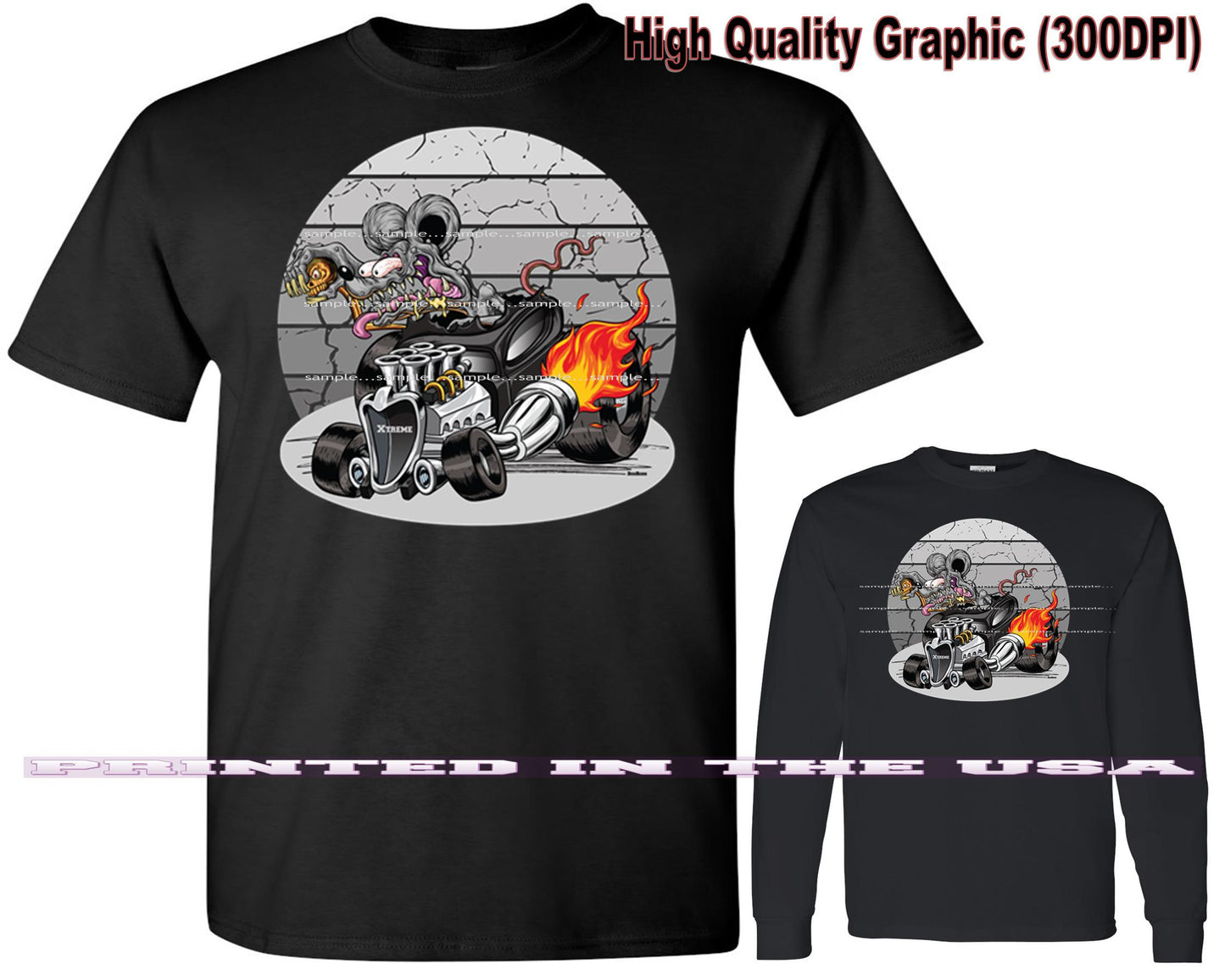 (*DigiToon) XRod Extreme Hot Rod Rat Rod Racer DigiRods Cartoon Car Series Short/Long Sleeve T Shirt