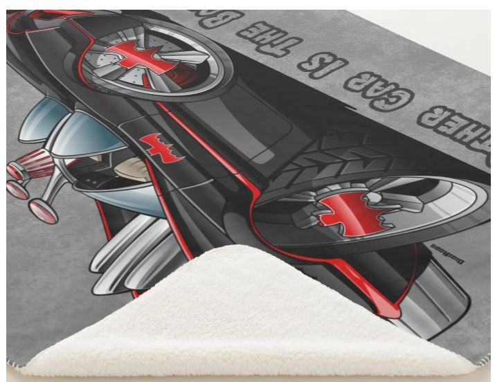 (SPE) Batman TV Series Retro My Other Car Is The Batmobile DigiRods Cartoon Car Sherpa Fleece Throw Blanket