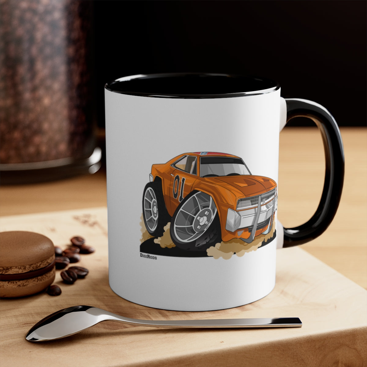 (SPE) Dukes Of Hazzard TV Series General Lee Charger DigiRods Cartoon Car Coffee Cup Mug