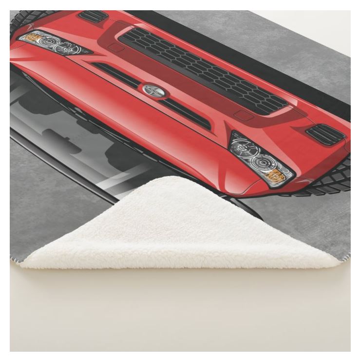 (SCI) Scion TC Race Compact Front View Model DigiRods Cartoon Car Sherpa Fleece Throw Blanket