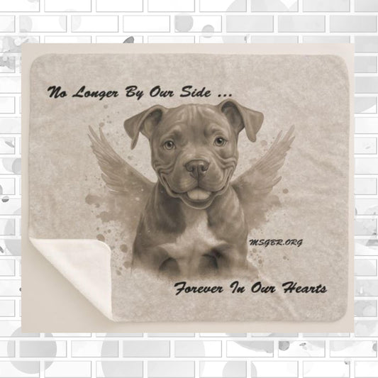MSGBR Bully Rescue Pitbull Dog Blue Memory Angel Forever In Our Hearts Brown Sherpa Fleece Throw Blanket