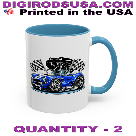 (AC) AC Shelby Cobra 427 Model Snake Attack DigiRods Cartoon Car Graphic Art Coffee Cup Mug Set Of 2 (Copy)