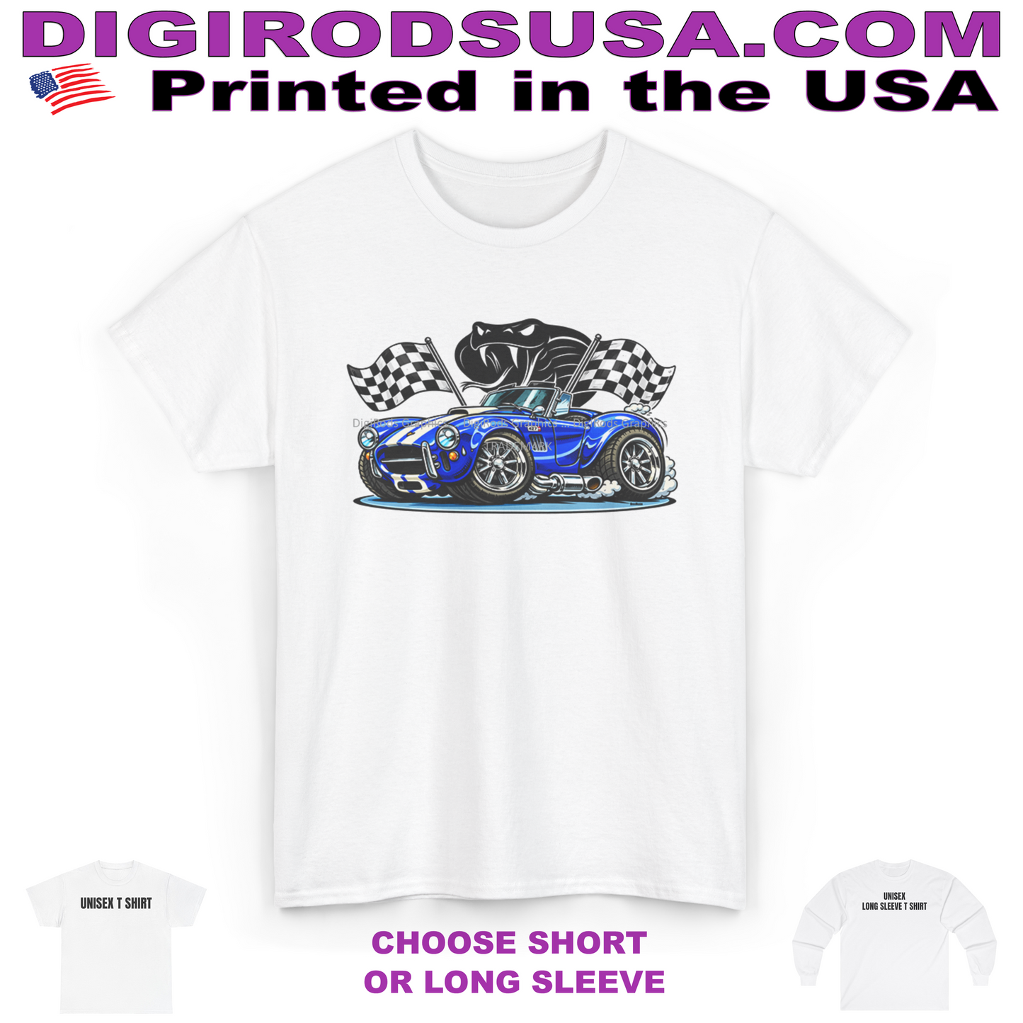 (AC) AC Shelby Cobra 427 Model Snake Attack DigiRods Cartoon Car T Shirt