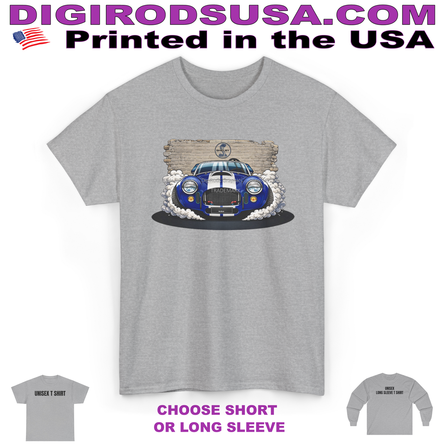 (AC) AC Shelby Cobra 427 Model Brick Wall Background DigiRods Cartoon Car T Shirt