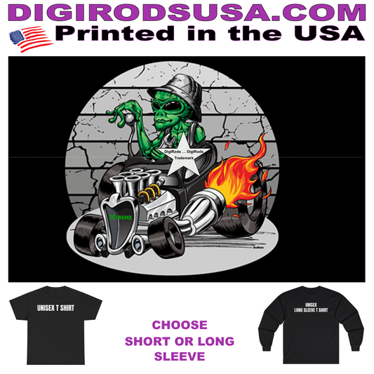(*DigiToon) XRod Extreme Hot Rod ET Alien Racer DigiRods Cartoon Car Series Short/Long Sleeve T Shirt