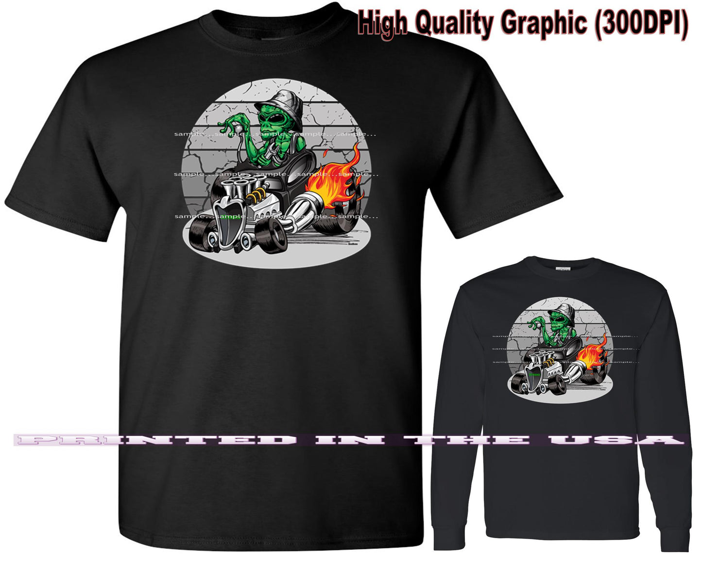 (*DigiToon) XRod Extreme Hot Rod ET Alien Racer DigiRods Cartoon Car Series Short/Long Sleeve T Shirt
