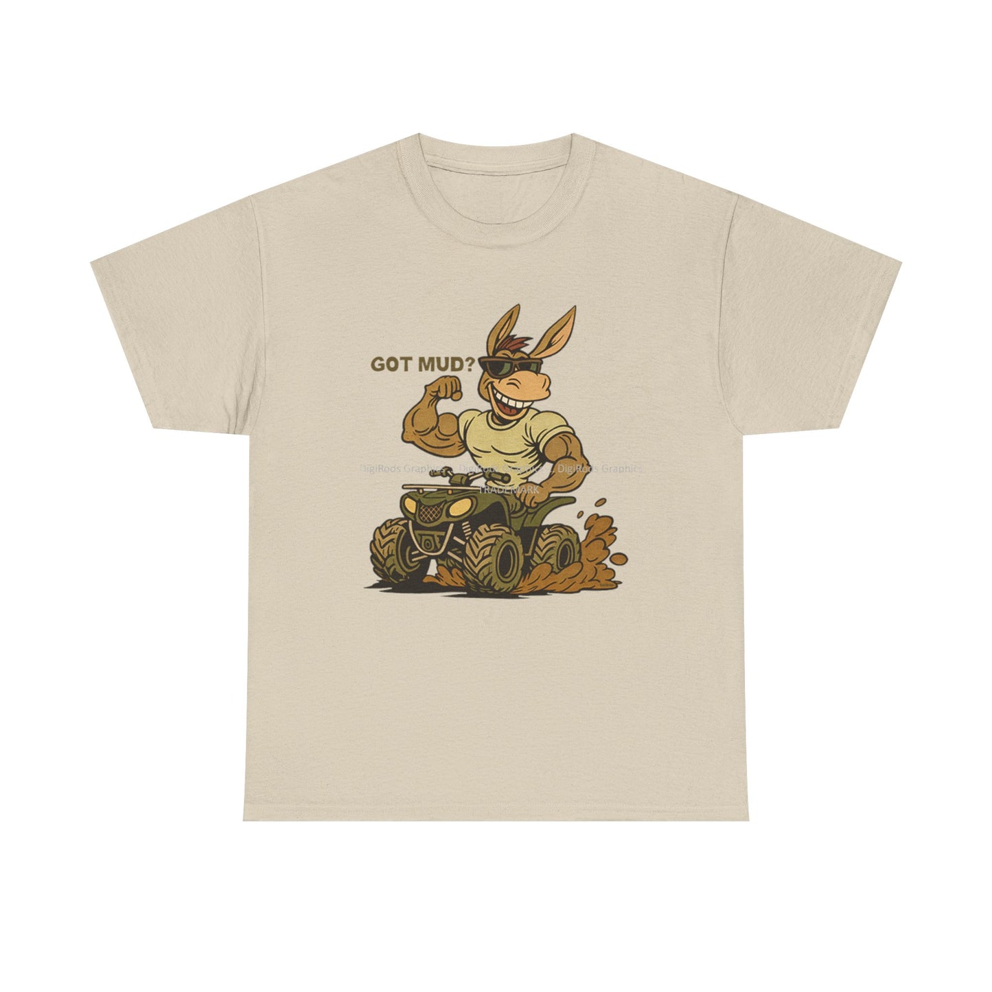 ATV Quad 4 Wheeler Donkey Rider Got Mud? #2 DigiRods Cartoon Car Tan T Shirt