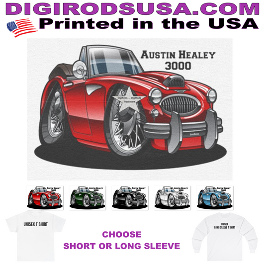 (AUS) Austin Healey 3000 British Convertible DigiRods Cartoon Car Graphics T Shirt