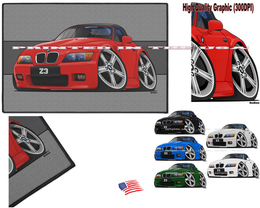 (BMW) Z3 Z 3 German Convertible Sports Car DigiRods Cartoon Car Series Doormat Door Mat Rug