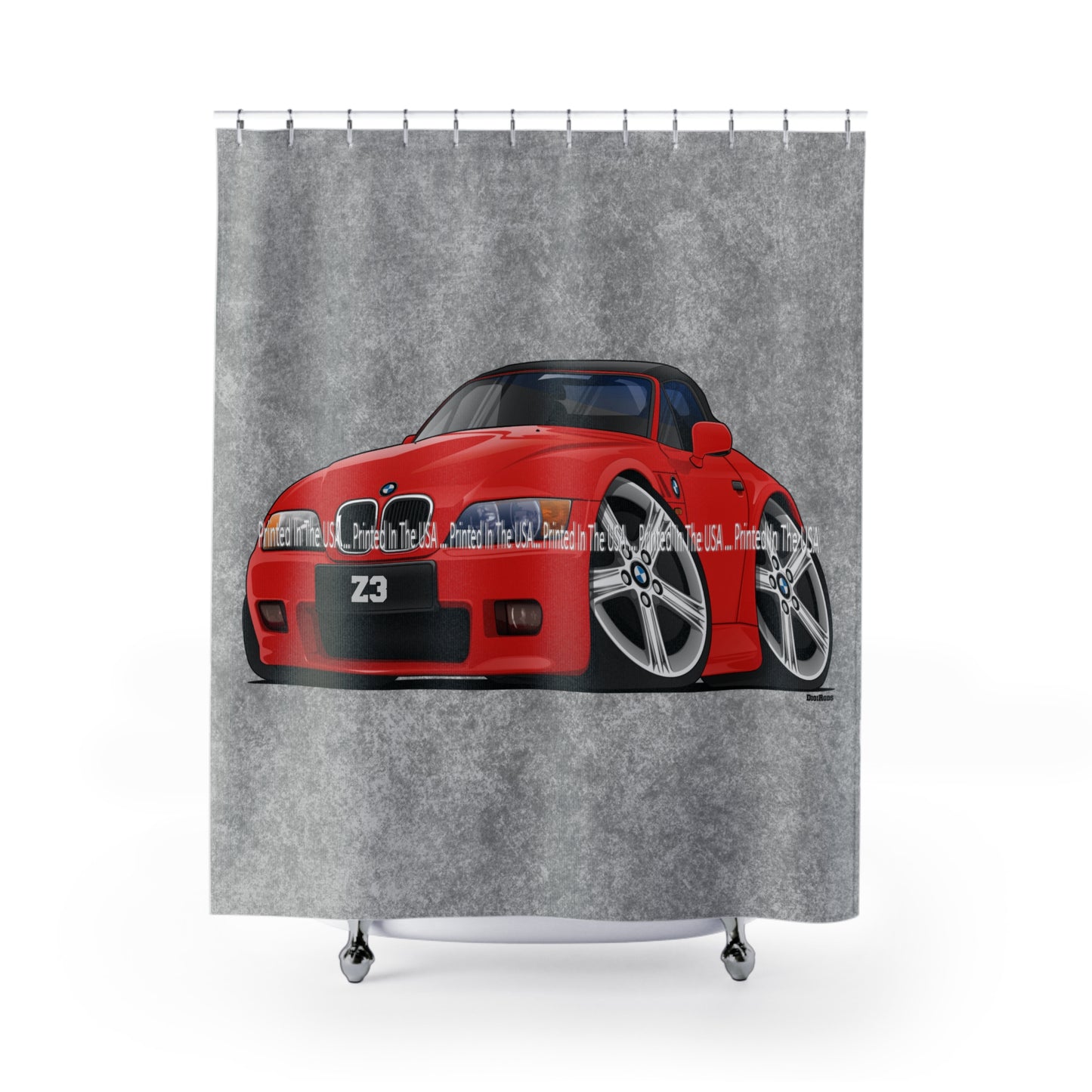 (BMW) Z3 Z 3 German Convertible Sports Car DigiRods Cartoon Car Series Bathroom Shower Curtain