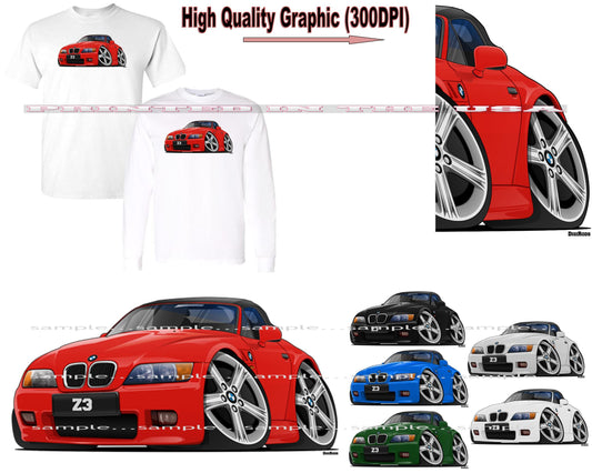 (BMW) Z3 Z 3 German Convertible Sports Car DigiRods Cartoon Car Series Short/Long Sleeve T Shirt