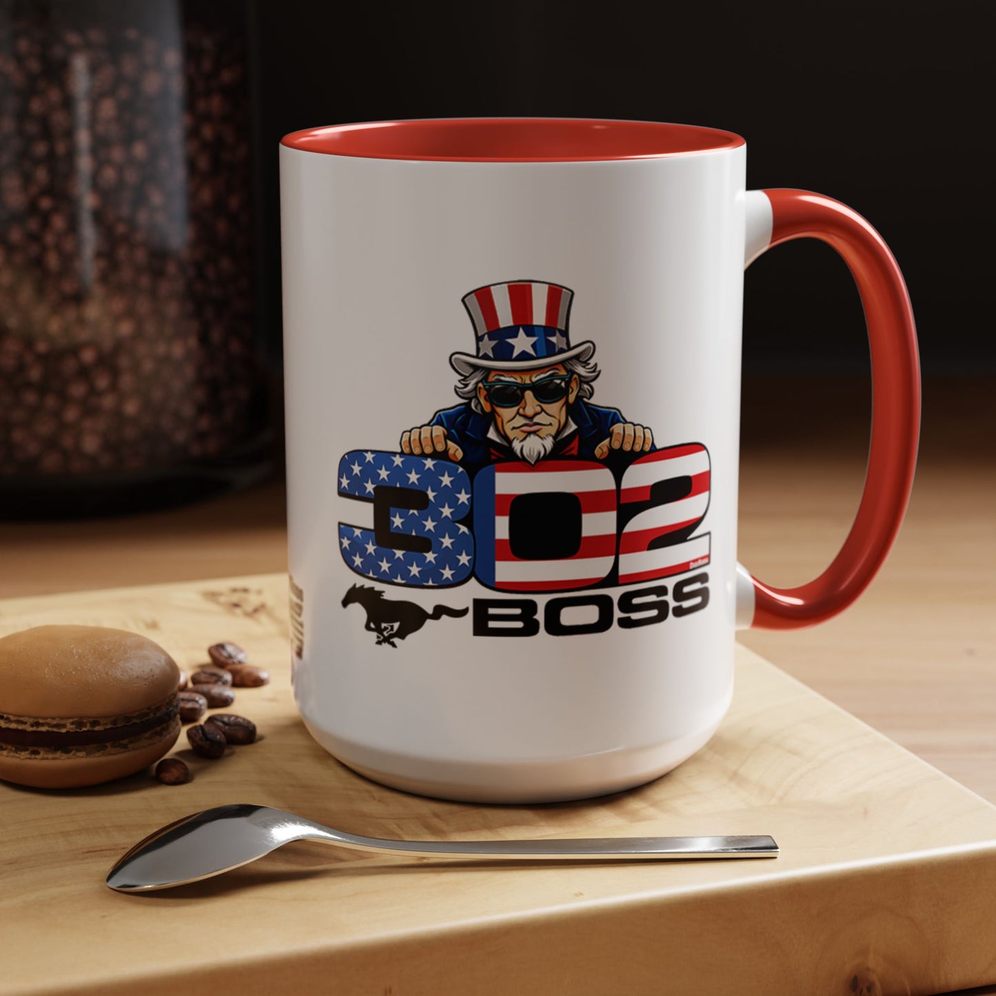 (FOR) Mustang Boss 302 Model Uncle Sam DigiRods Cartoon Car Logo Art Coffee Cup Mug Set Of 2 (Copy) (Copy) (Copy)