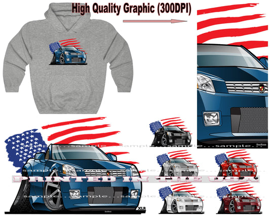 (CAD) XLR Convertible Luxury Model American Flag DigiRods Cartoon Car Series Hoodie Sweatshirt