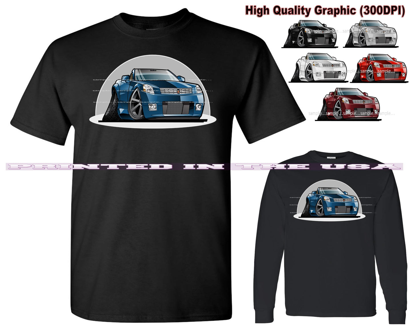 (CAD) XLR Classic Convertible Luxury Model DigiRods Cartoon Car Series Black Short/Long Sleeve T Shirt