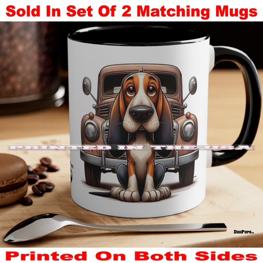Coonhound *DigiPups Dog Breed Old Faithful Truck Cartoon Graphic Art Coffee Cup Mug Set Of 2 (Copy)