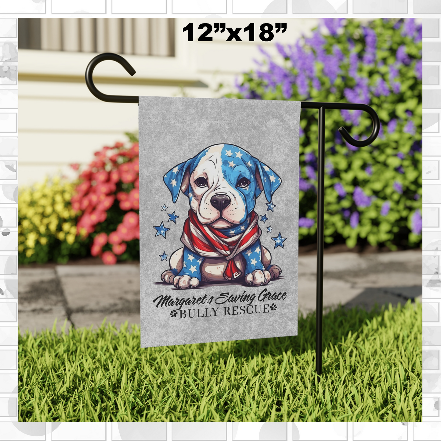 MSGBR Bully Rescue Pitbull Dog Breed Patriotic American Puppy Garden / House Flag