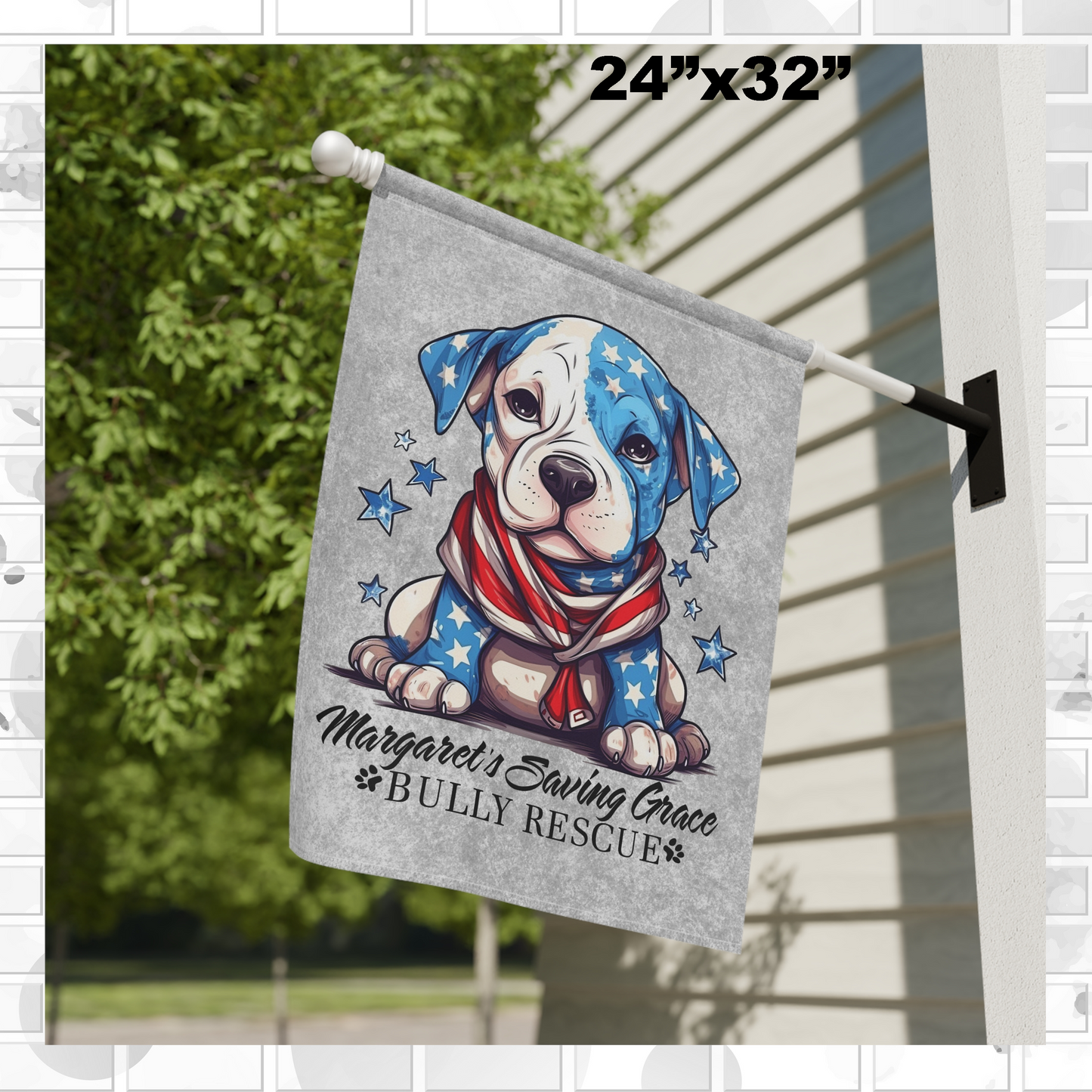MSGBR Bully Rescue Pitbull Dog Breed Patriotic American Puppy Garden / House Flag