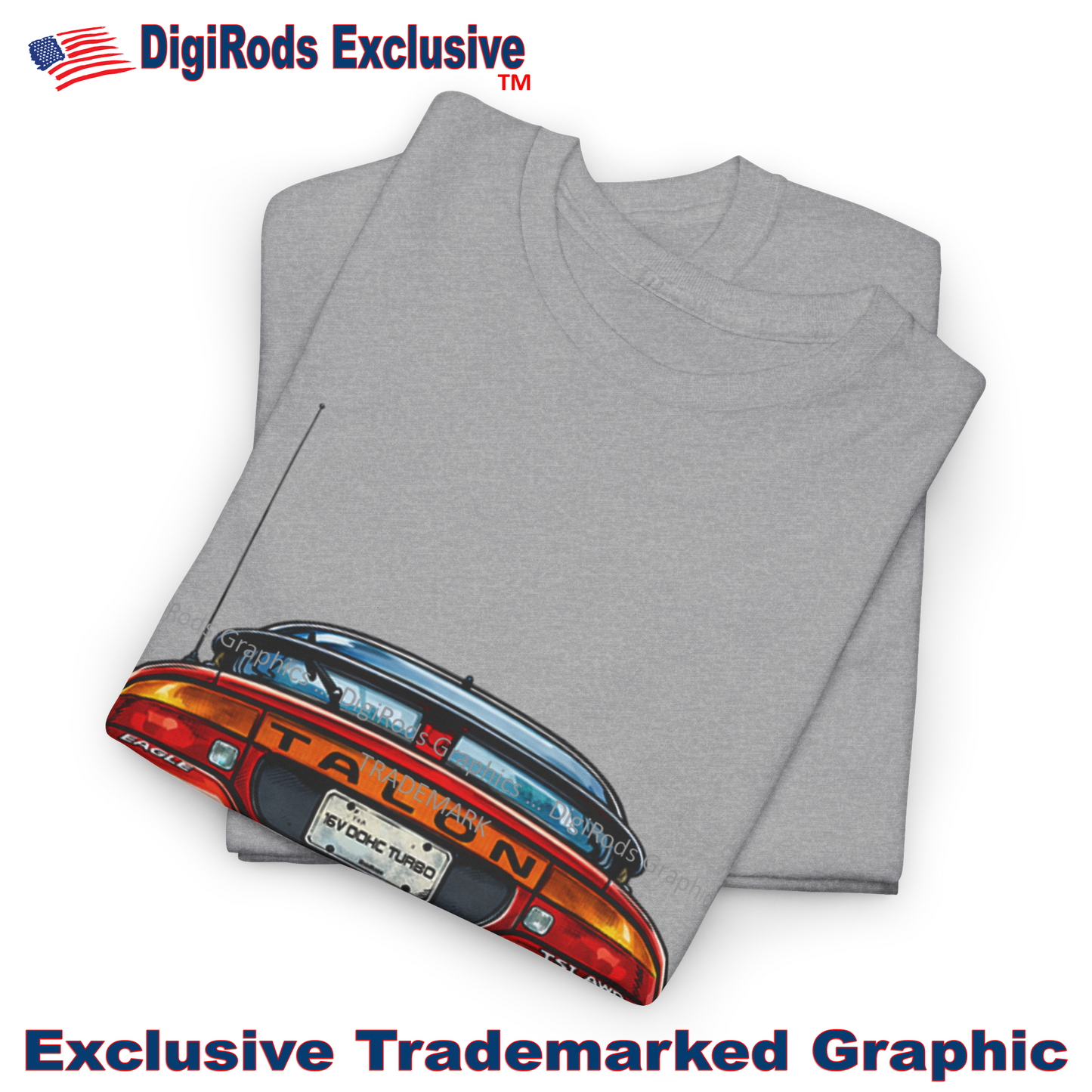 (EAG) Eagle Talon Late 1990's Model Rear View DigiRods Cartoon Car T Shirt