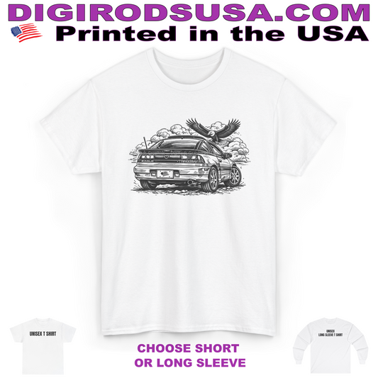 (EAG) Eagle Talon Early 1990's Model Black & White Soaring Eagle Sketch DigiRods Cartoon Car T Shirt