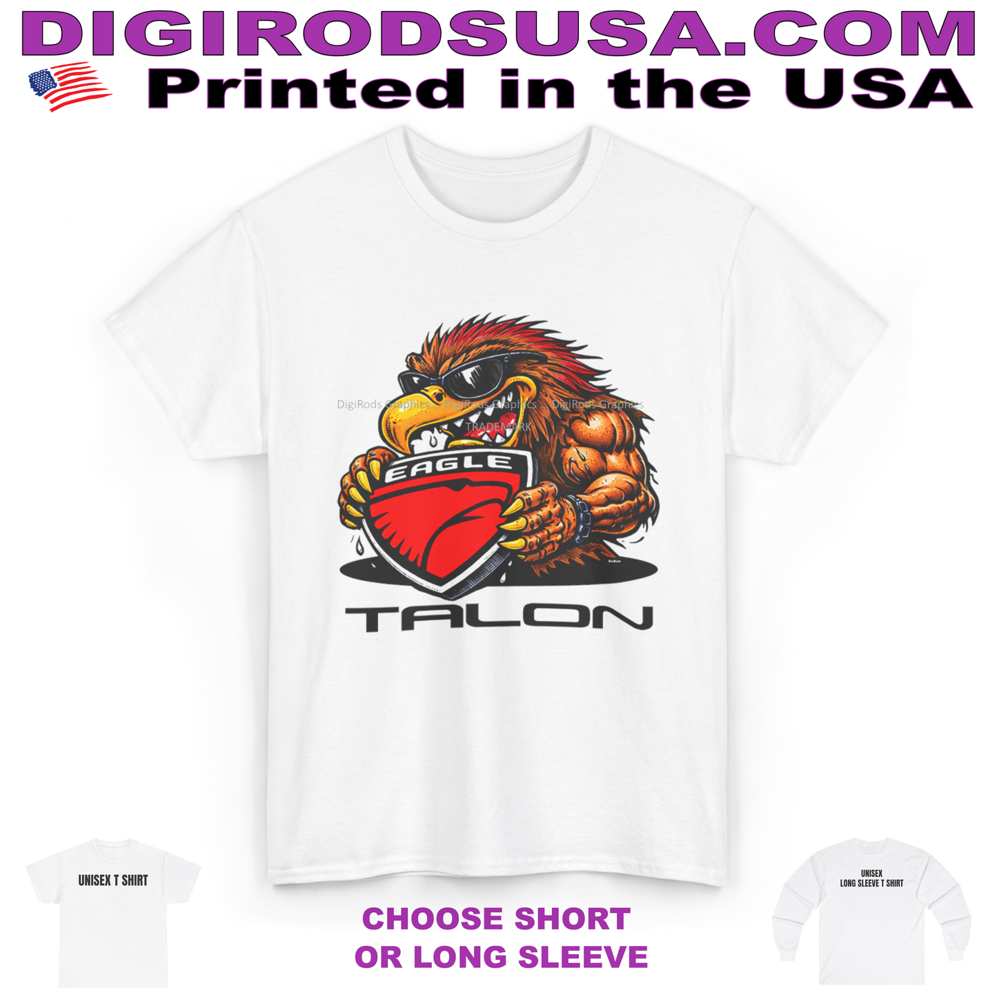 (EAG) Eagle Talon Modern Cool Tough Character Cartoon Car Logo DigiRods Cartoon Car T Shirt