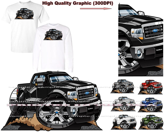 (FOR) Ford F-150 F Series F150 4X4 Truck 12th Generation Model DigiRods Cartoon Car Short/Long Sleeve T Shirt