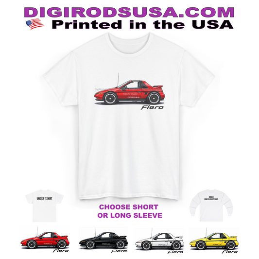 (PON) Pontiac Fiero Formula Side View DigiRods Cartoon Car Logo T Shirt