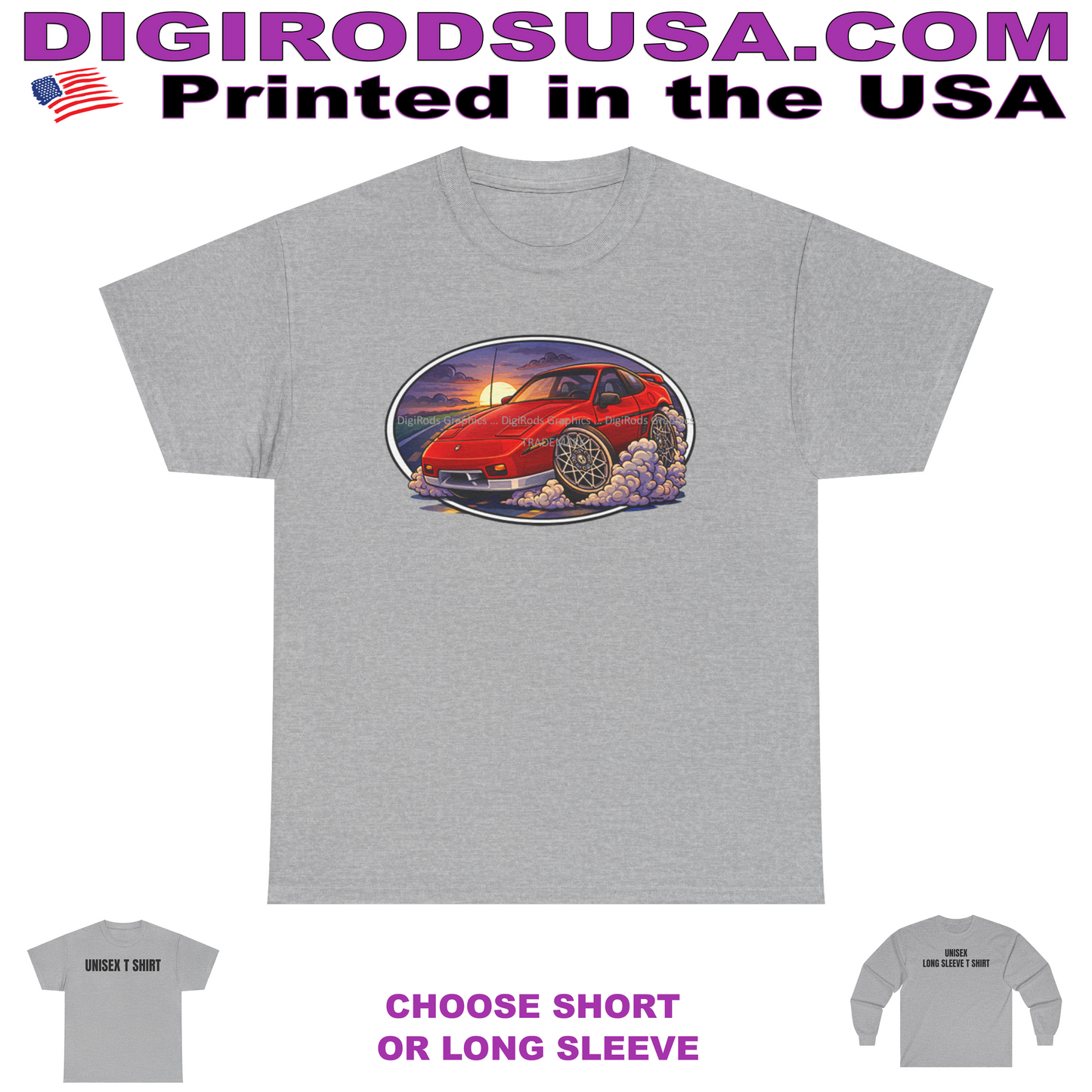 (PON) Pontiac Fiero GT Two Tone Model Sunset Ride DigiRods Cartoon Car T Shirt