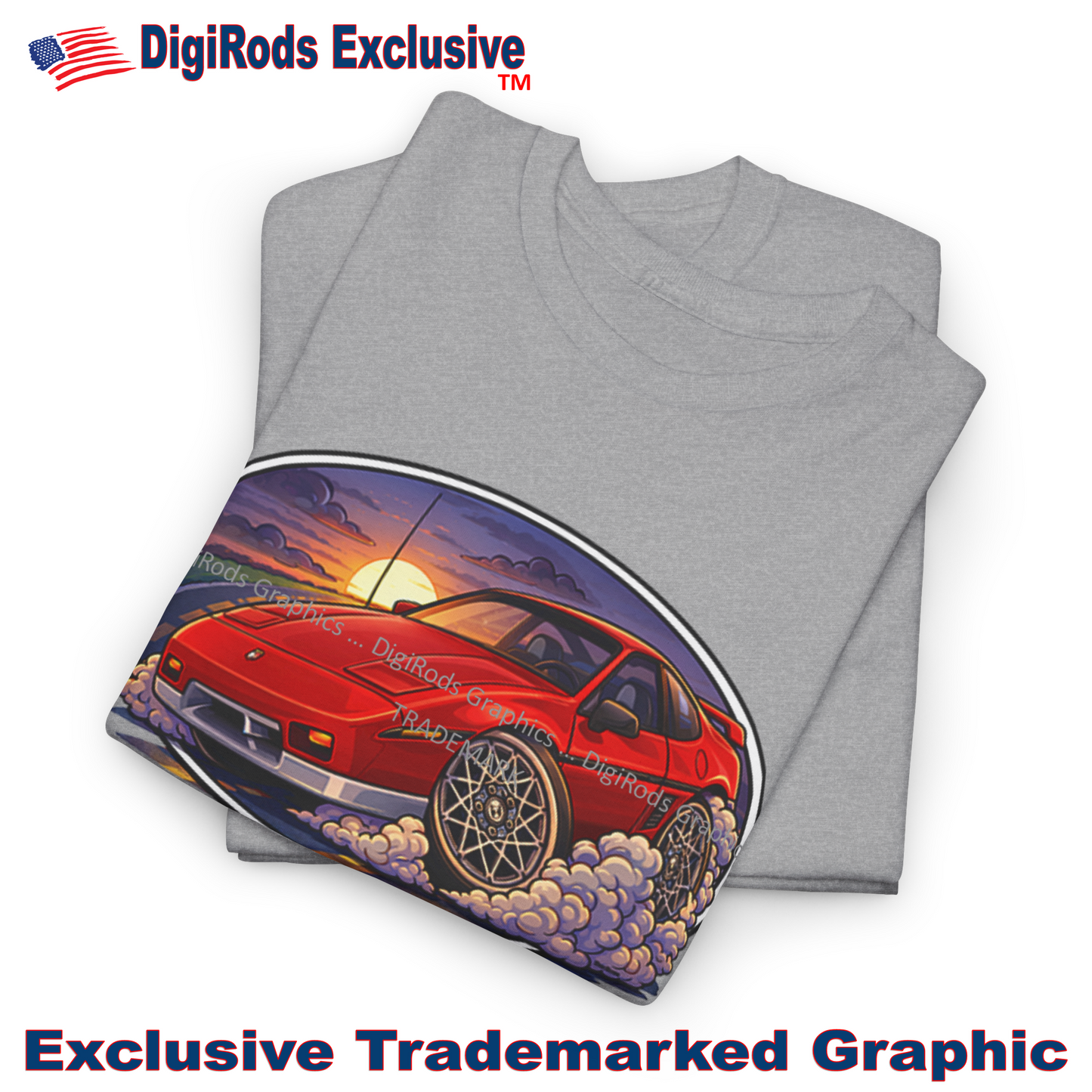 (PON) Pontiac Fiero GT Two Tone Model Sunset Ride DigiRods Cartoon Car T Shirt