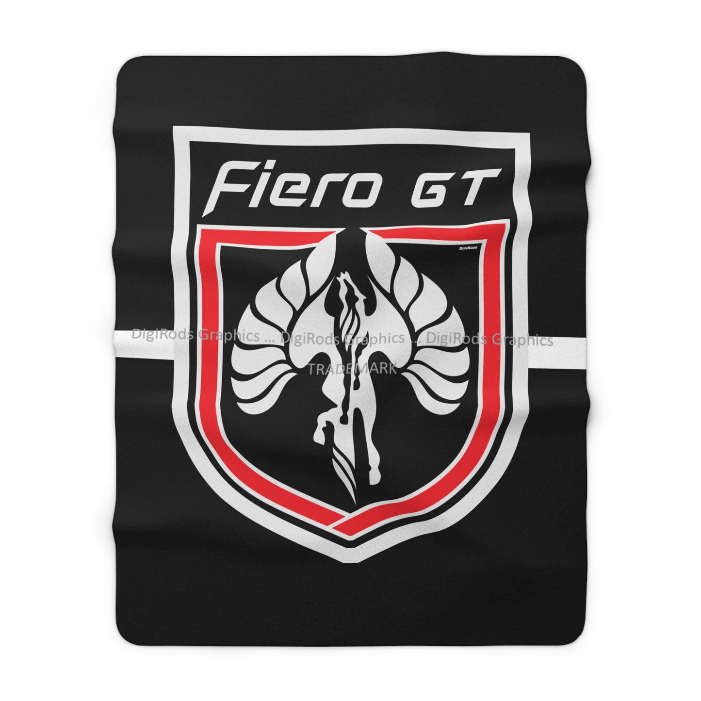 (PON) Pontiac Fiero GT Classic Shield DigiRods Cartoon Car Logo Black Sherpa Fleece Blanket