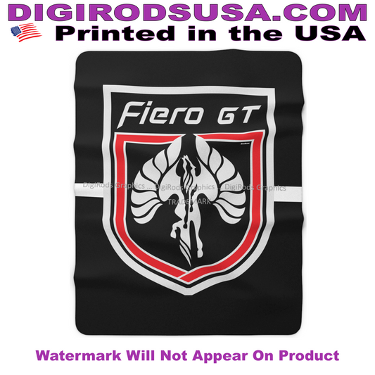 (PON) Pontiac Fiero GT Classic Shield DigiRods Cartoon Car Logo Black Sherpa Fleece Blanket