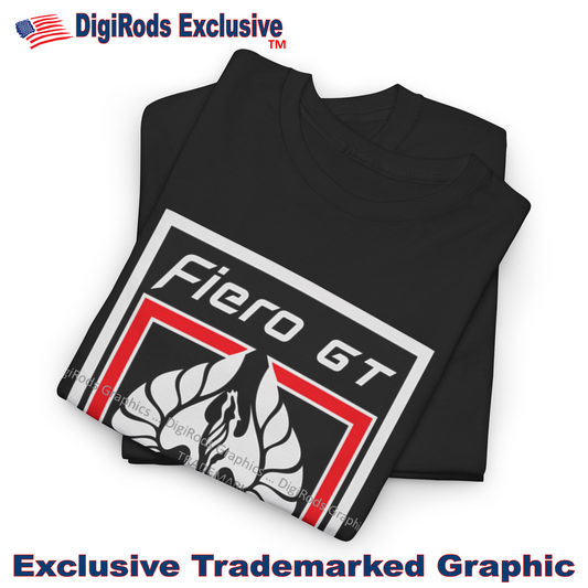 (PON) Pontiac Fiero GT 1980's Classic Shield DigiRods Cartoon Car Logo T Shirt