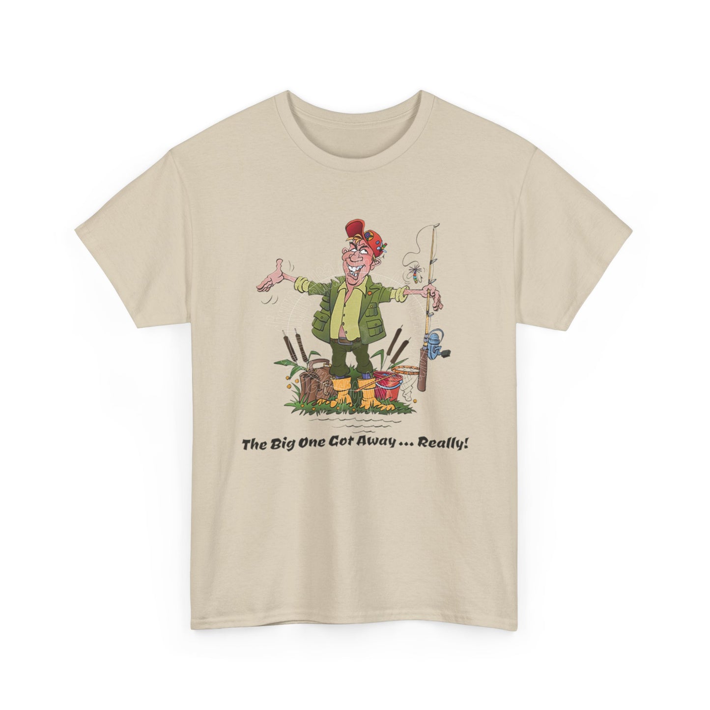 Fishing Fun The Big One Got Away Comic Fisherman Cartoon T Shirt