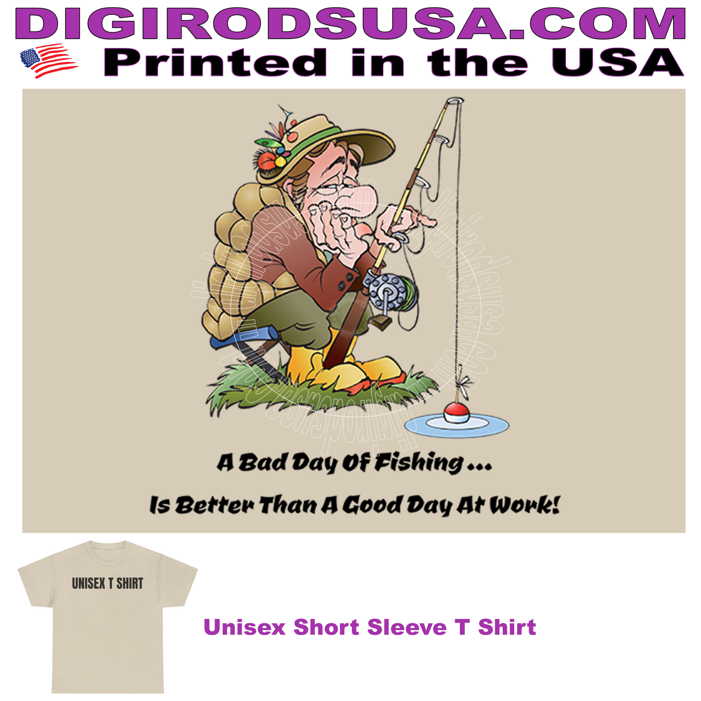 Fishing Fun Bad Day Fishing Better Than Good Day Work Comic Fisherman Cartoon T Shirt