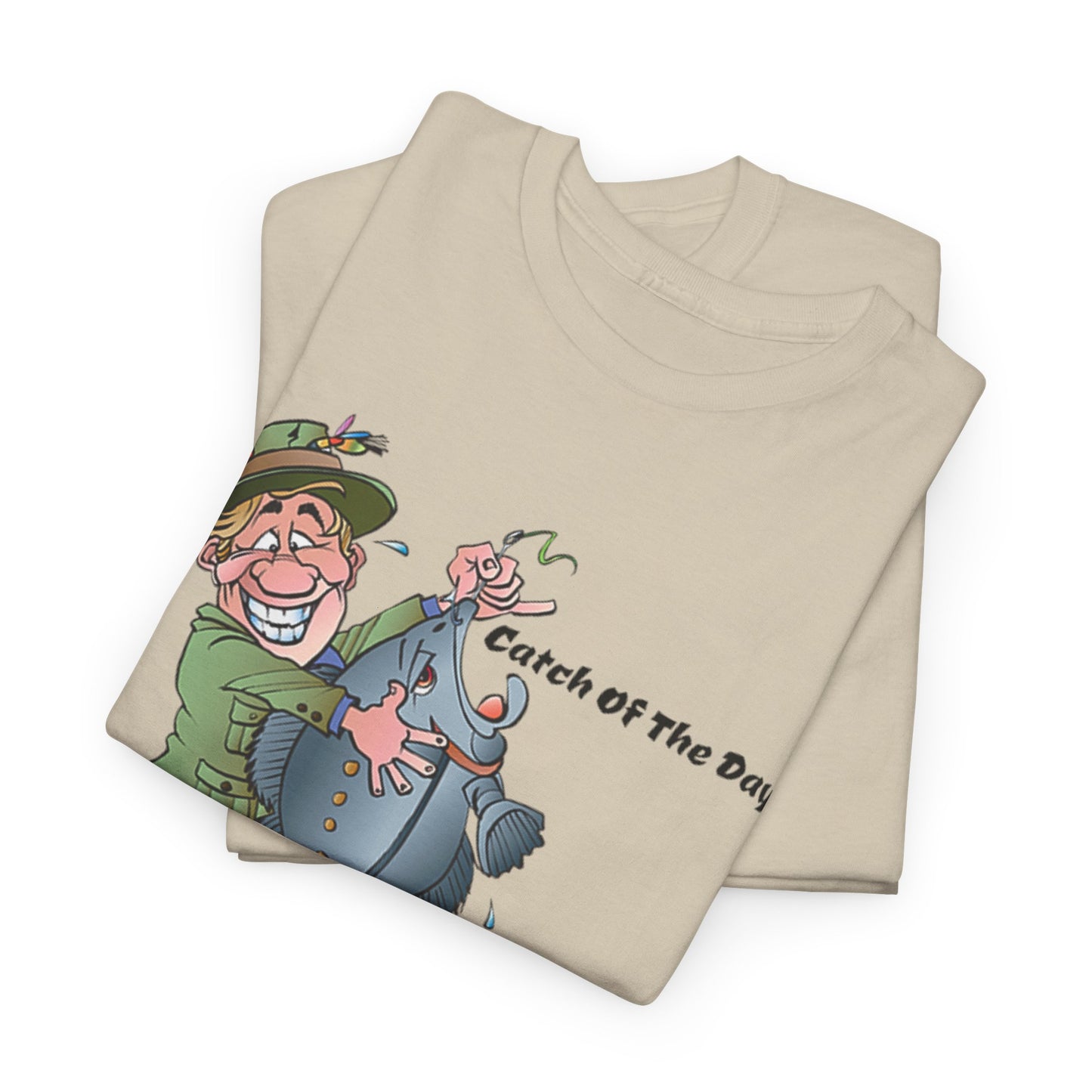 Fishing Fun Catch Of The Day Comic Fisherman Cartoon T Shirt