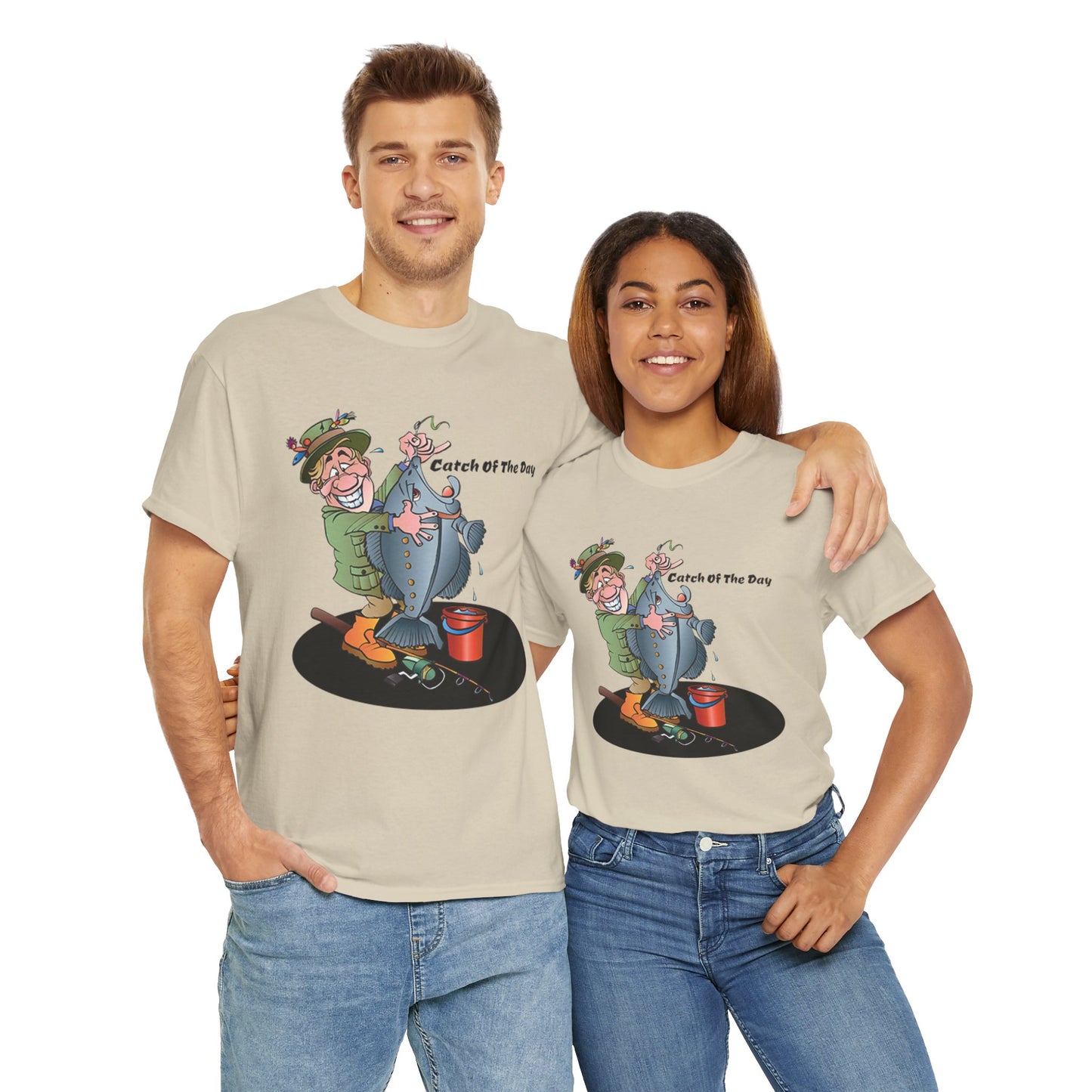 Fishing Fun Catch Of The Day Comic Fisherman Cartoon T Shirt