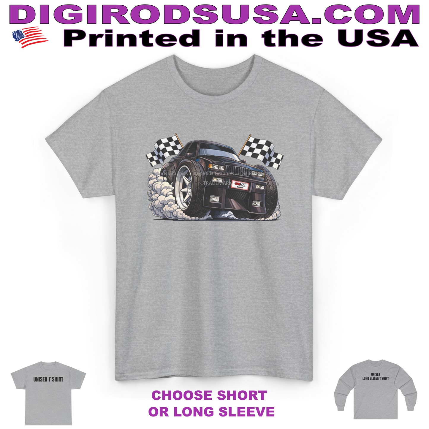 (BUI) GNX Grand National Black Racing Model DigiRods Cartoon Car T Shirt