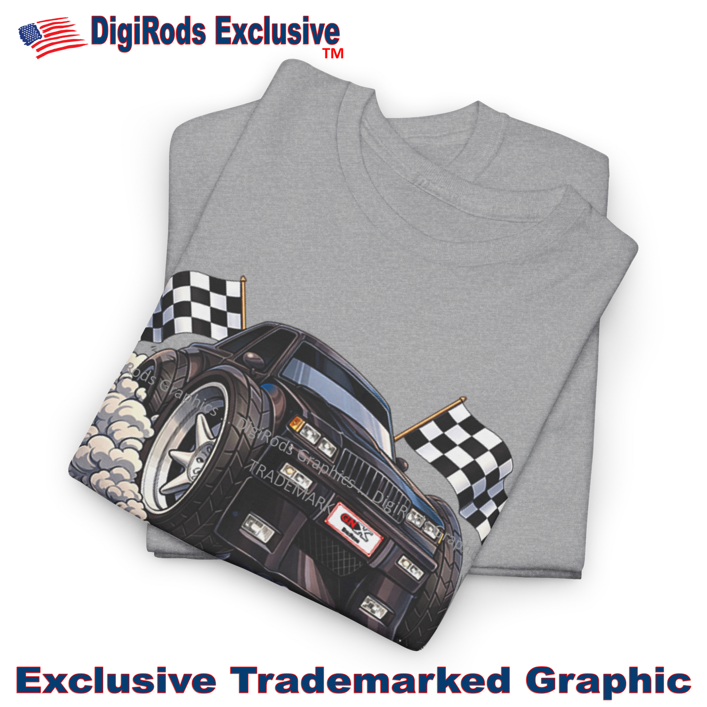 (BUI) GNX Grand National Black Racing Model DigiRods Cartoon Car T Shirt