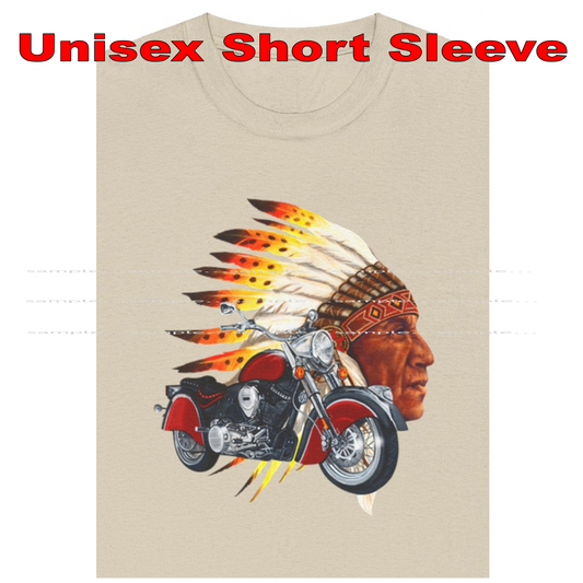 Native American Indian Chief Classic Motorcycle Biker Graphic Art Sand T Shirt