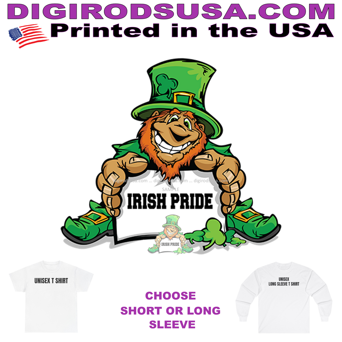 Leprechaun From Ireland Holding Irish Pride Sign Cartoon T Shirt