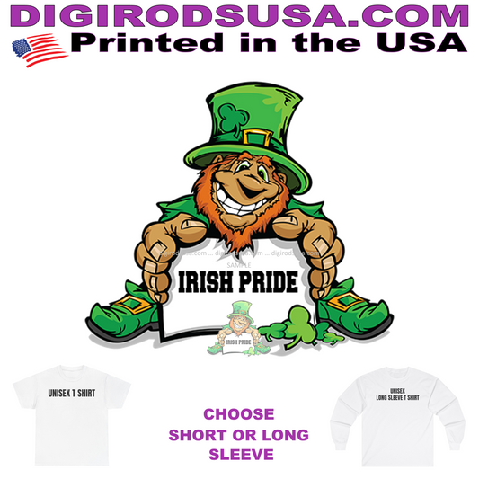 Leprechaun From Ireland Holding Irish Pride Sign Cartoon T Shirt