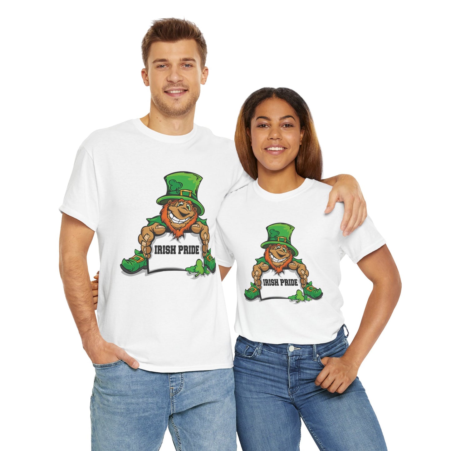 Leprechaun From Ireland Holding Irish Pride Sign Cartoon T Shirt